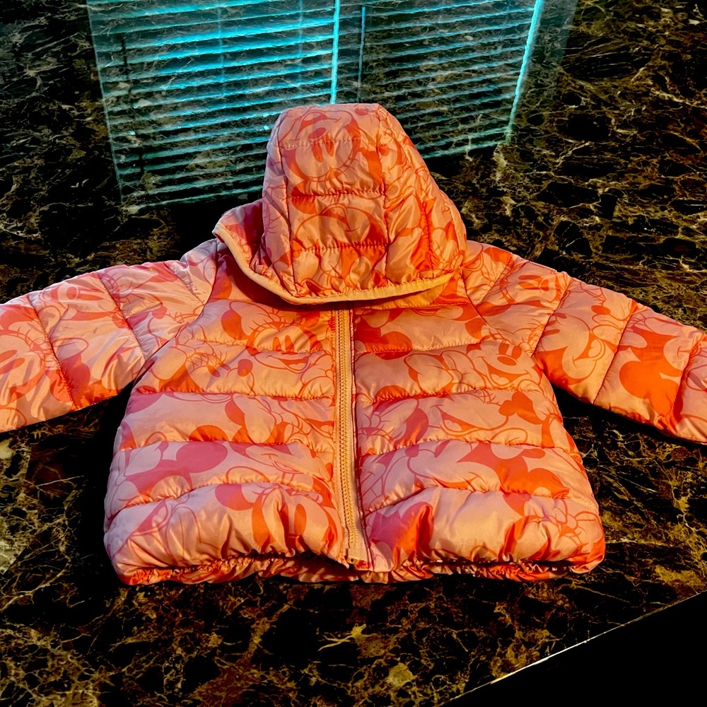 Brand NWT, GAP Disney, Minnie Mouse Puffer Jacket Pink/Pink